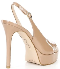 Jessica Simpson Sibilla Patent Peep Toe Slingback Platform Dress Pumps