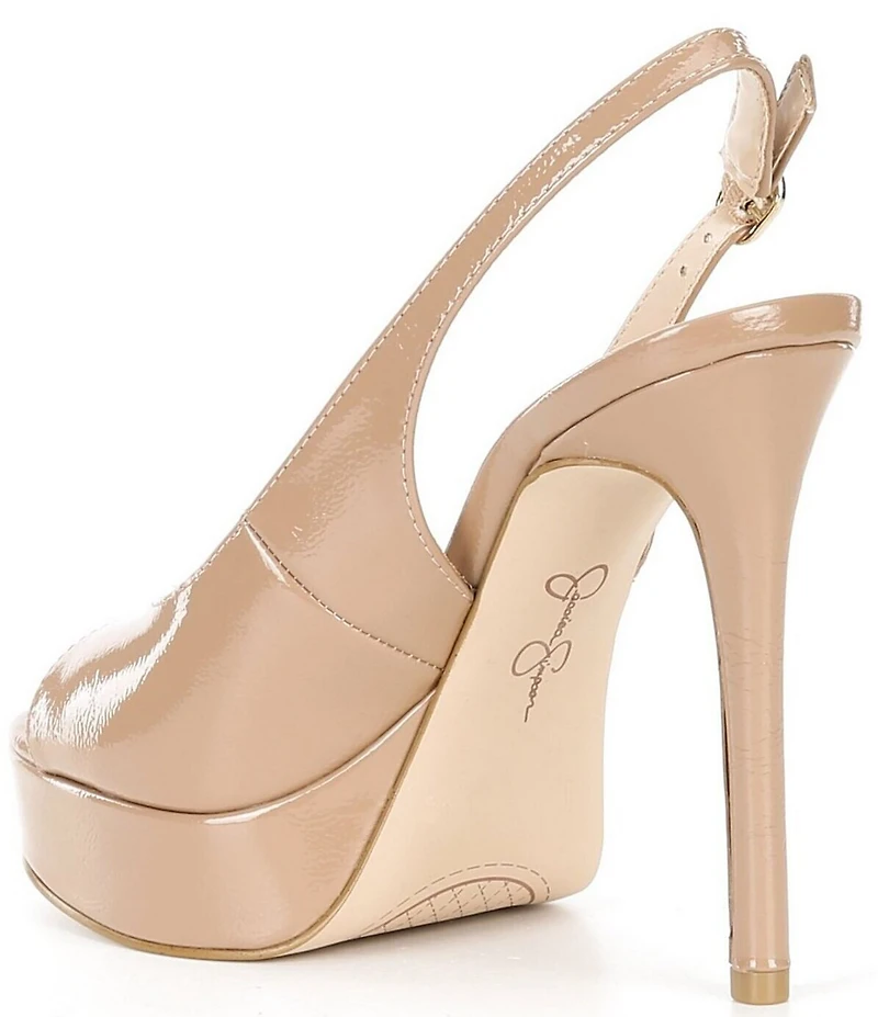 Jessica Simpson Sibilla Patent Peep Toe Slingback Platform Dress Pumps