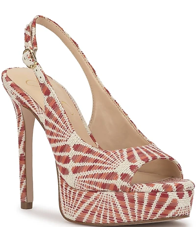 Jessica Simpson Sibilla Raffia Patterned Slingback Platform Pumps