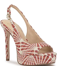 Jessica Simpson Sibilla Raffia Patterned Slingback Platform Pumps