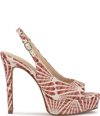 Jessica Simpson Sibilla Raffia Patterned Slingback Platform Pumps