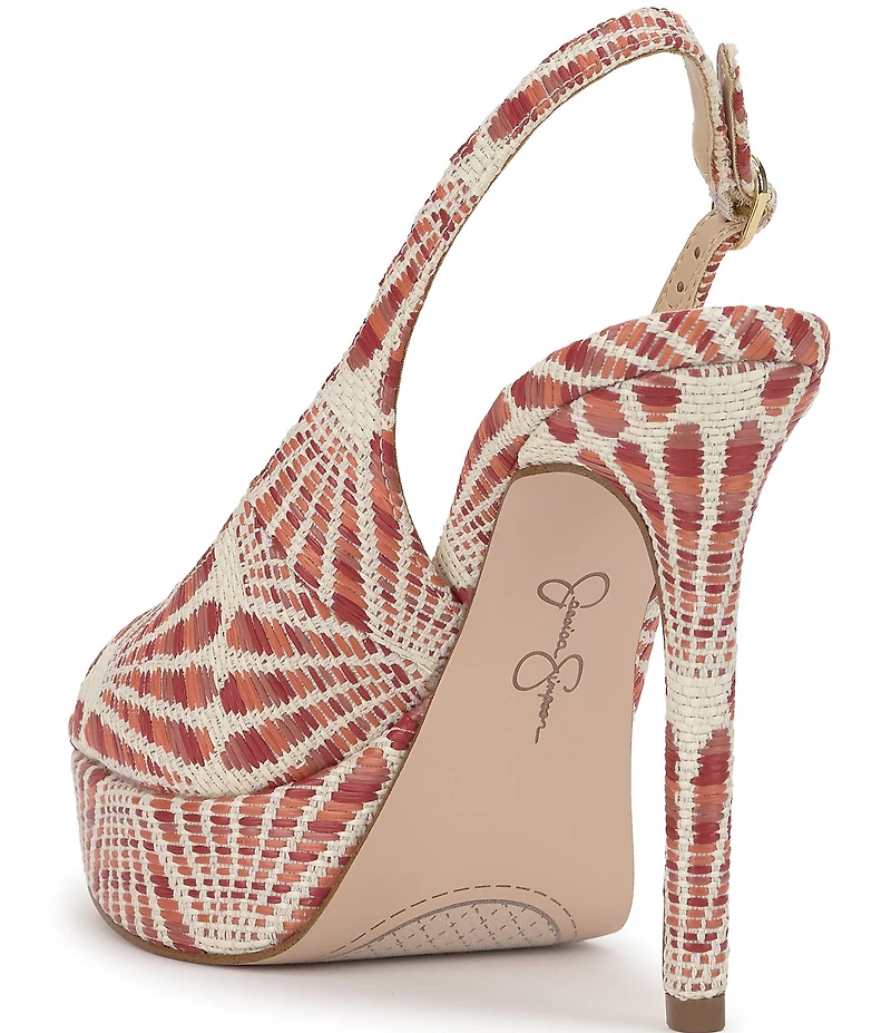 Jessica Simpson Sibilla Raffia Patterned Slingback Platform Pumps