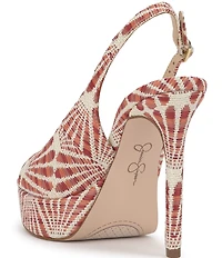 Jessica Simpson Sibilla Raffia Patterned Slingback Platform Pumps