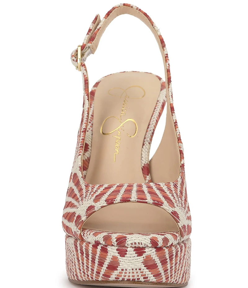 Jessica Simpson Sibilla Raffia Patterned Slingback Platform Pumps