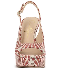 Jessica Simpson Sibilla Raffia Patterned Slingback Platform Pumps