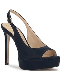 Jessica Simpson Sibilla Sateen Slingback Peep Toe Platform Pumps
