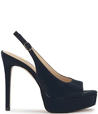 Jessica Simpson Sibilla Sateen Slingback Peep Toe Platform Pumps
