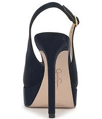Jessica Simpson Sibilla Sateen Slingback Peep Toe Platform Pumps