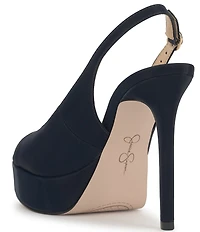 Jessica Simpson Sibilla Sateen Slingback Peep Toe Platform Pumps
