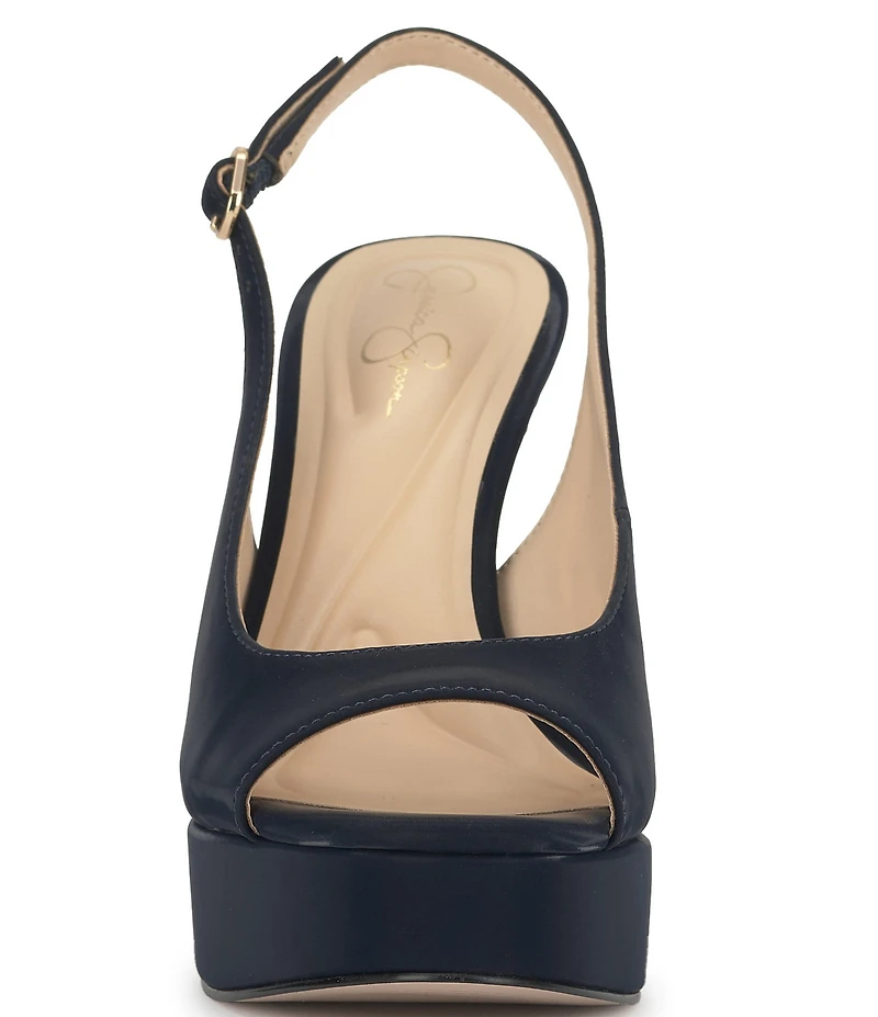 Jessica Simpson Sibilla Sateen Slingback Peep Toe Platform Pumps