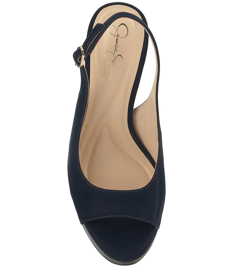 Jessica Simpson Sibilla Sateen Slingback Peep Toe Platform Pumps