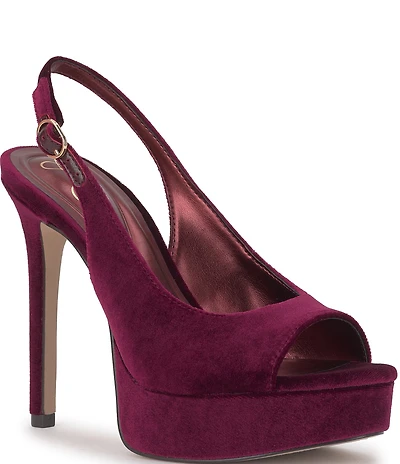 Jessica Simpson Sibilla Velvet Slingback Peep Toe Platform Pumps