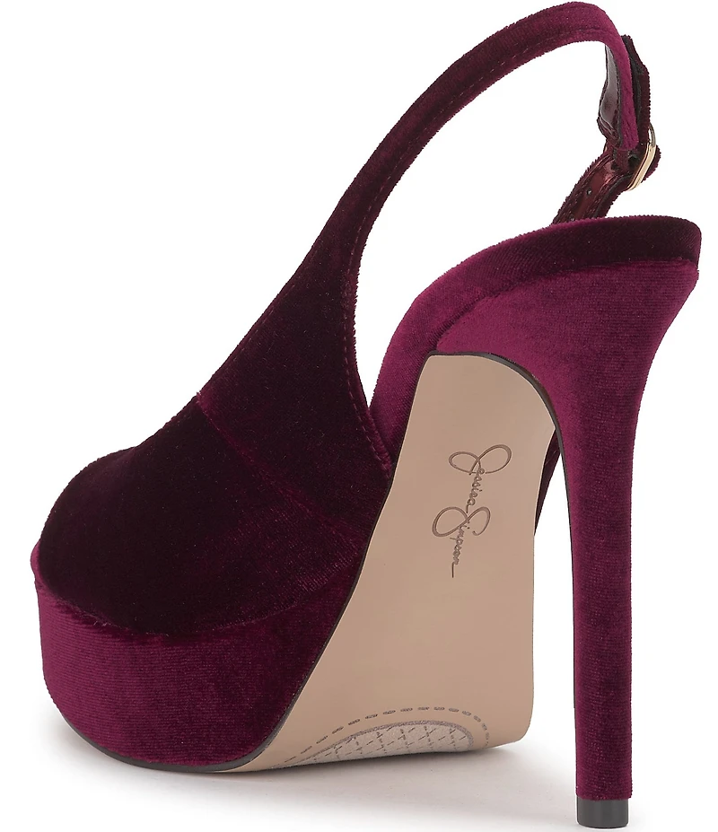 Jessica Simpson Sibilla Velvet Slingback Peep Toe Platform Pumps