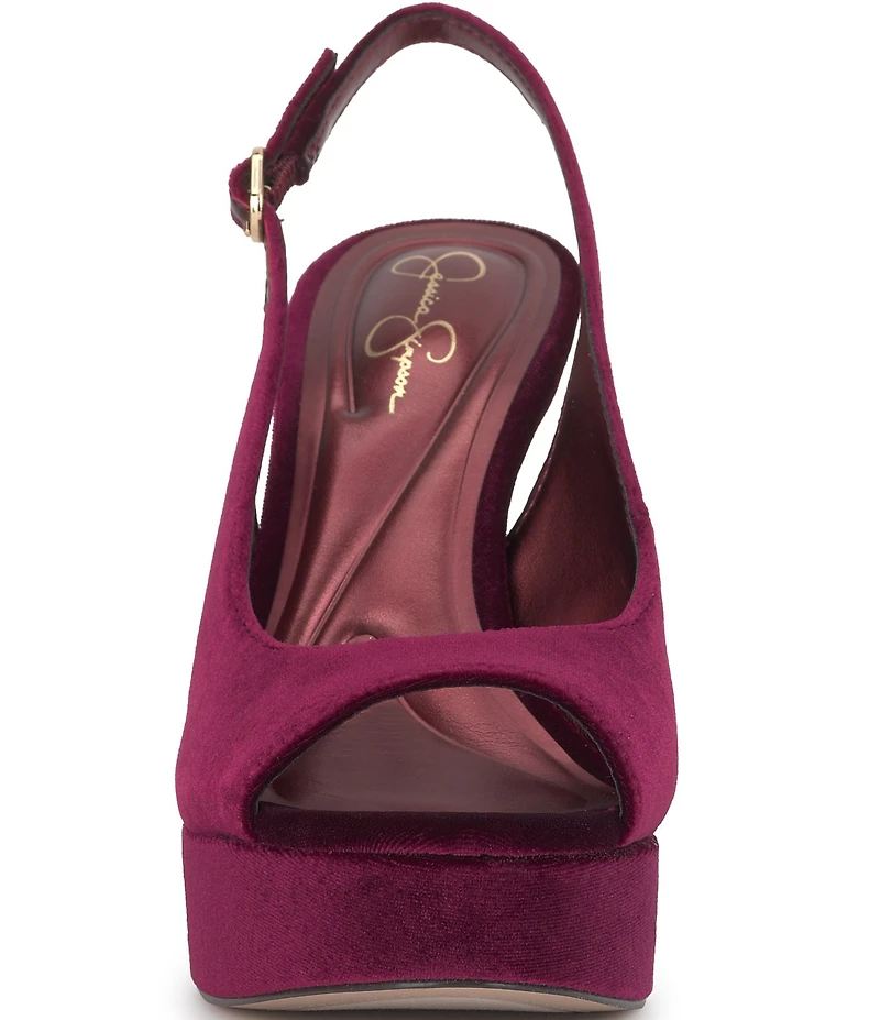 Jessica Simpson Sibilla Velvet Slingback Peep Toe Platform Pumps