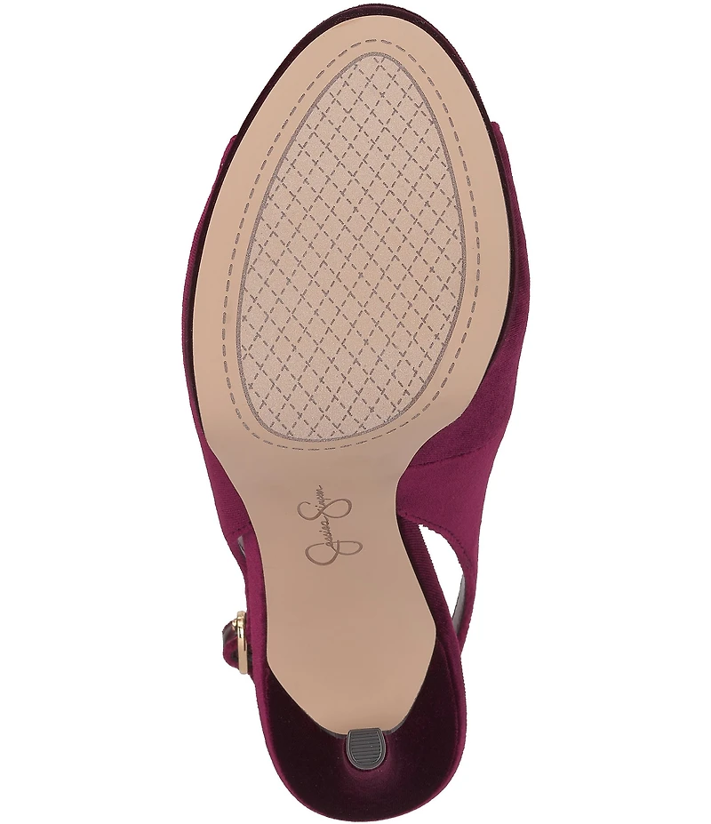 Jessica Simpson Sibilla Velvet Slingback Peep Toe Platform Pumps