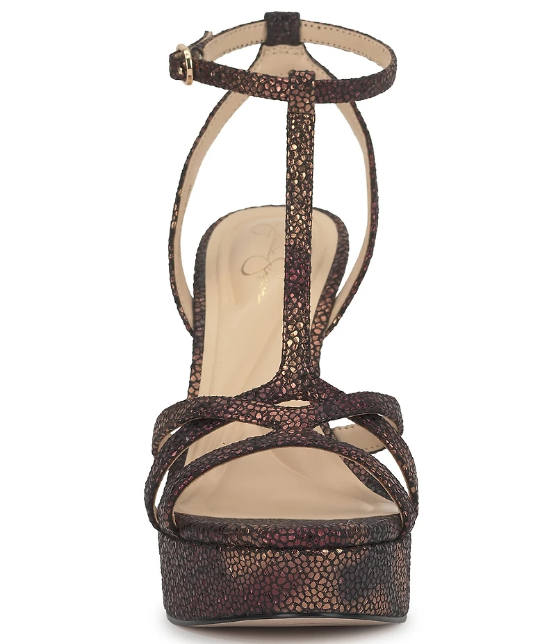Jessica Simpson Sippete Embossed T-Strap Platform Dress Sandals
