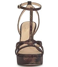Jessica Simpson Sippete Embossed T-Strap Platform Dress Sandals