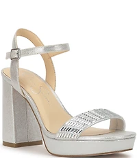 Jessica Simpson Skilia Baguette Rhinestone Platform Dress Sandals
