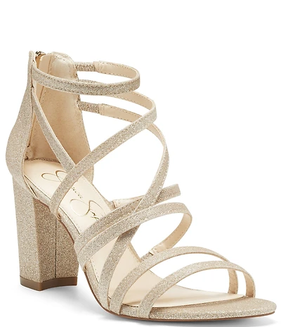 Jessica Simpson Stassey Glitter Strappy Block Heel Sandals