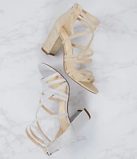 Jessica Simpson Stassey Glitter Strappy Block Heel Sandals