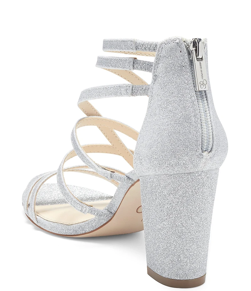 Jessica Simpson Stassey Glitter Strappy Block Heel Sandals
