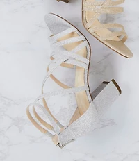 Jessica Simpson Stassey Glitter Strappy Block Heel Sandals