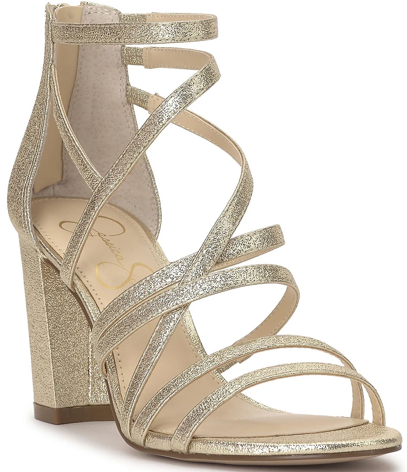 Jessica Simpson Stassey Shimmer Strappy Block Heel Sandals
