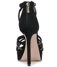 Jessica Simpson Suvrie Suede Rhinestone Strappy Platform Dress Sandals