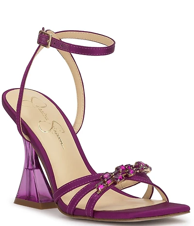 Jessica Simpson Suzetea Jewel Ornament Sculptural Clear Heel Dress Sandals