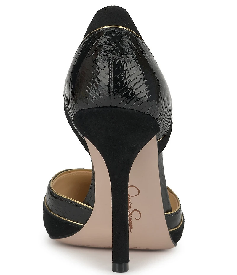 Jessica Simpson Vuley Suede Snake Embossed Trim d'Orsay Pumps