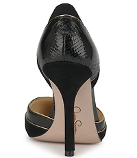 Jessica Simpson Vuley Suede Snake Embossed Trim d'Orsay Pumps