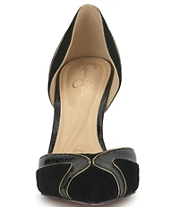 Jessica Simpson Vuley Suede Snake Embossed Trim d'Orsay Pumps