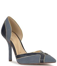 Jessica Simpson Vuley Suede Snake Embossed Trim d'Orsay Pumps