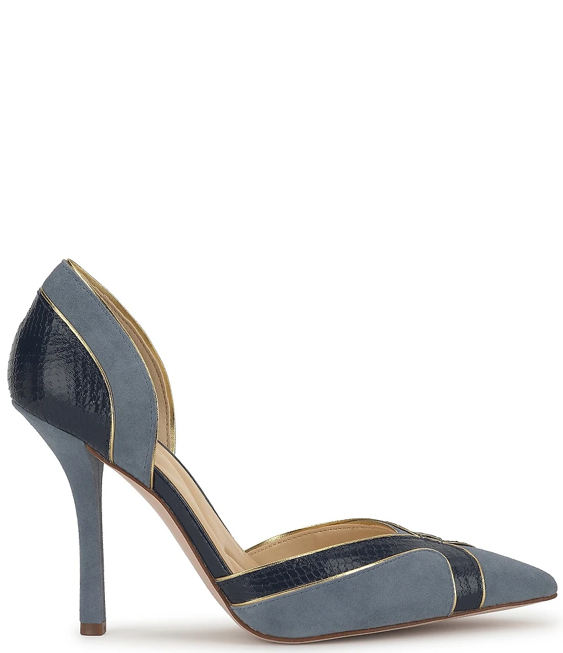 Jessica Simpson Vuley Suede Snake Embossed Trim d'Orsay Pumps