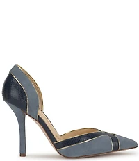 Jessica Simpson Vuley Suede Snake Embossed Trim d'Orsay Pumps