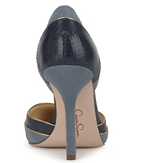 Jessica Simpson Vuley Suede Snake Embossed Trim d'Orsay Pumps