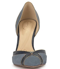 Jessica Simpson Vuley Suede Snake Embossed Trim d'Orsay Pumps