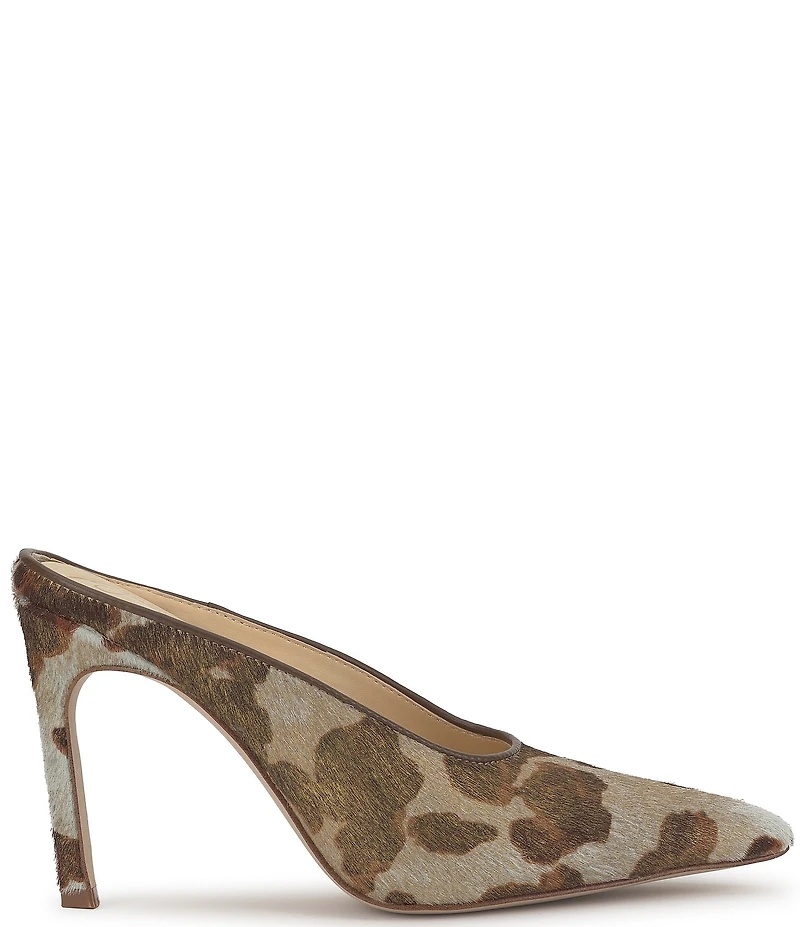 Jessica Simpson Wilix Cow Print Haircalf High Vamp Heeled Mules