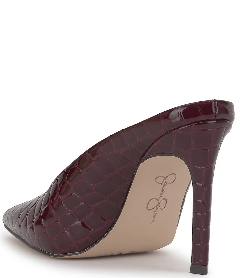 Jessica Simpson Wilix Croco Embossed High Vamp Dress Mules