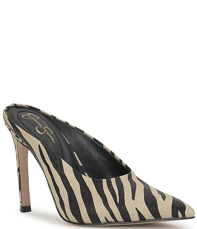 Jessica Simpson Wilix Zebra Print Stiletto Mules