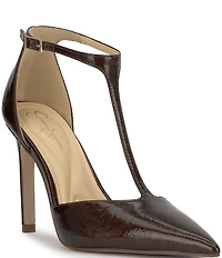 Jessica Simpson Willna Crinkle Patent T-Strap Pumps