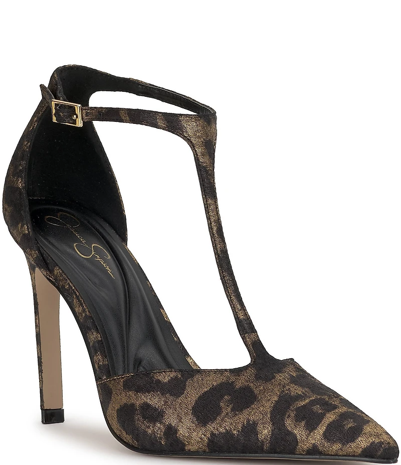 Jessica Simpson Willna Leopard Print T-Strap Pumps