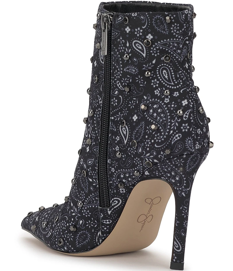 Jessica Simpson Wilonix Bandana Print Studded Pointed Toe Booties