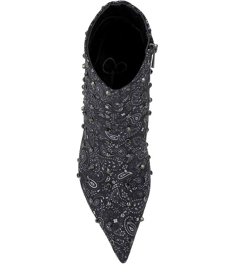 Jessica Simpson Wilonix Bandana Print Studded Pointed Toe Booties