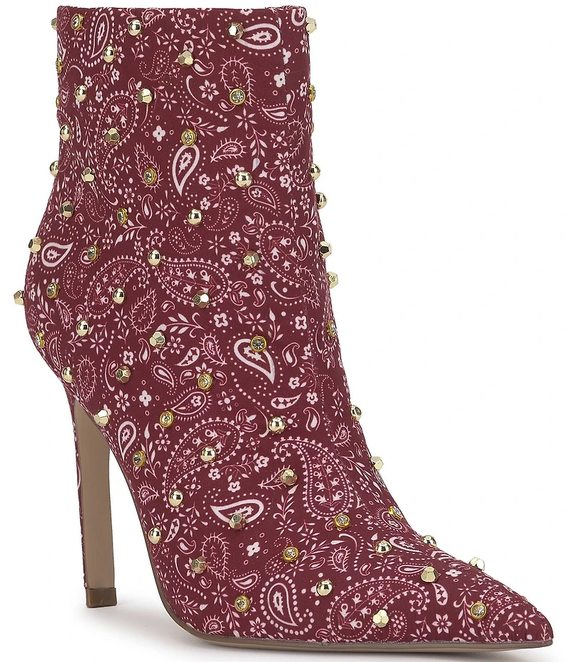 Jessica Simpson Wilonix Bandana Print Studded Pointed Toe Booties