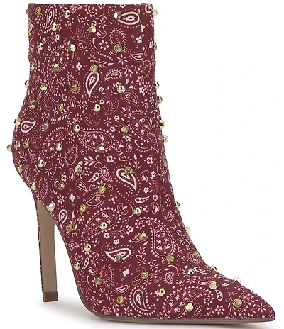 Jessica Simpson Wilonix Bandana Print Studded Pointed Toe Booties