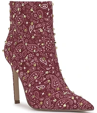 Jessica Simpson Wilonix Bandana Print Studded Pointed Toe Booties