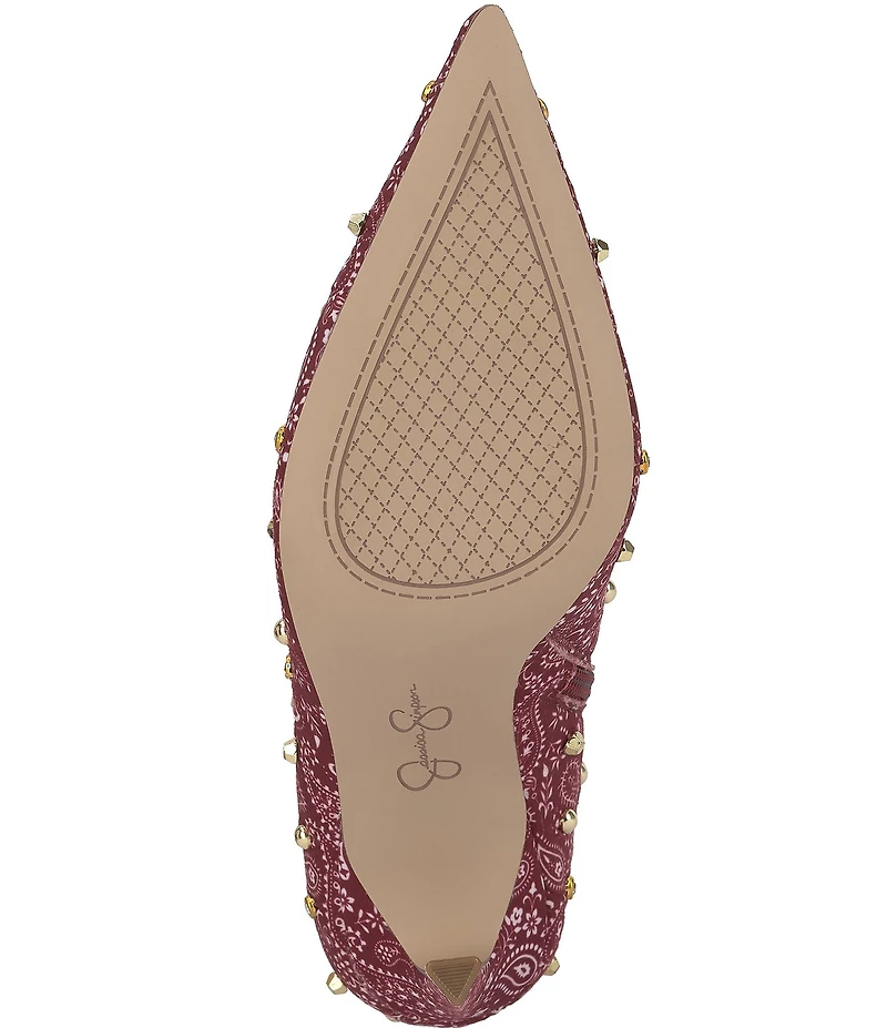 Jessica Simpson Wilonix Bandana Print Studded Pointed Toe Booties