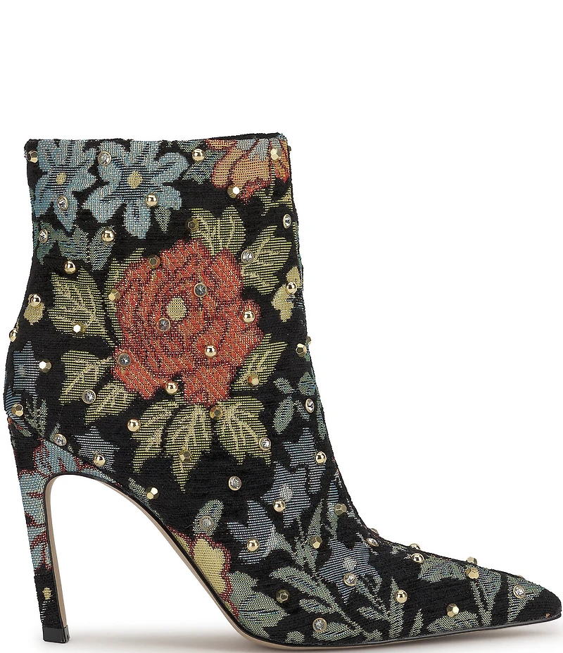 Jessica Simpson Wilonix Floral Studded Pointed Toe Booties