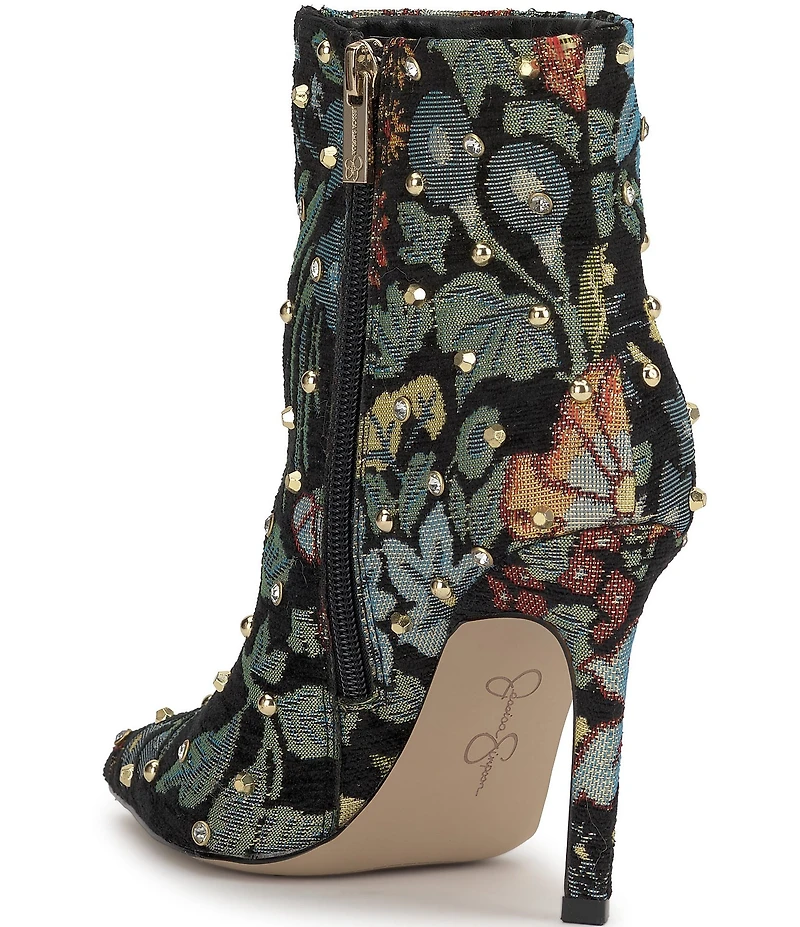 Jessica Simpson Wilonix Floral Studded Pointed Toe Booties